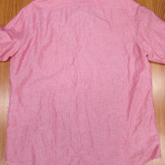 BANANA REPUBLIC REGULAR FIT LINEN SHIRT PINK & WHITE STRIPE Sz X-LARGE, XL - Picture 5 of 5